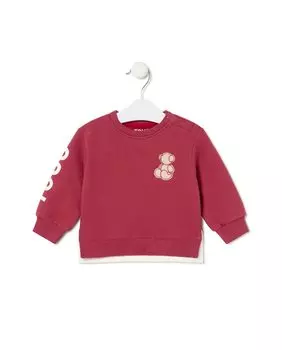 Хлопковая детская толстовка с медведем и логотипом Tous, гранатовый