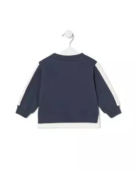 Хлопковая детская толстовка с разноцветным логотипом спереди Tous, темно-синий