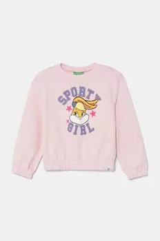 Хлопковая детская толстовка United Colors of Benetton, розовый
