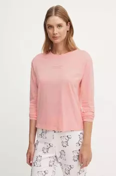 Хлопковая домашняя рубашка с длинными рукавами United Colors of Benetton, розовый