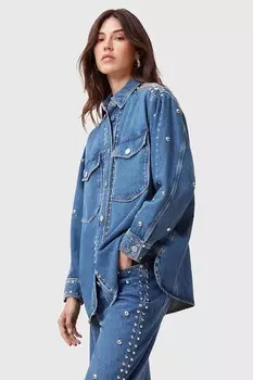 Хлопковая джимсовая рубашка ALBA Allsaints, синий