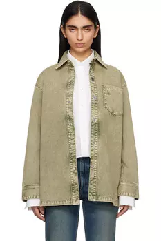 Хлопковая джинсовая рубашка ami de coeur Ami Paris, цвет laurel