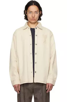 Хлопковая джинсовая рубашка ami de coeur Ami Paris, белый