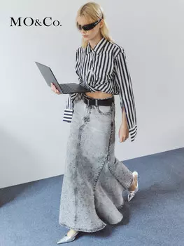 Хлопковая джинсовая юбка Moco, черный