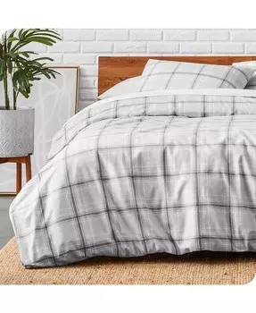 Хлопковая фланель, комплект пододеяльников полного/королевского размера Bare Home, серый