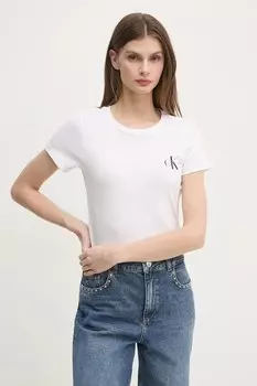 Хлопковая футболка 2 шт Calvin Klein Jeans, белый