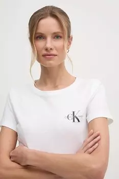 Хлопковая футболка 2 шт Calvin Klein Jeans, белый