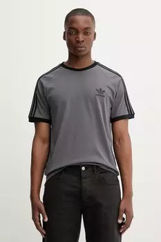 Хлопковая футболка 3-Stripes Adidas Originals, серый