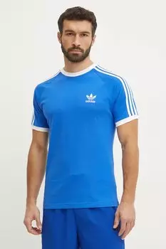 Хлопковая футболка 3-Stripes Adidas Originals, синий