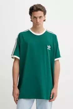 Хлопковая футболка 3-Stripes Adidas Originals, зеленый