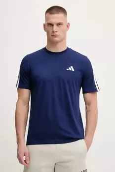Хлопковая футболка 3-Stripes Adidas, темно-синий