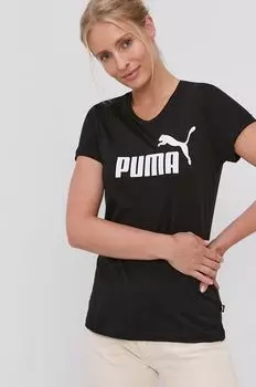 Хлопковая футболка 586774 Puma, черный