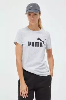 Хлопковая футболка 586774 Puma, серый