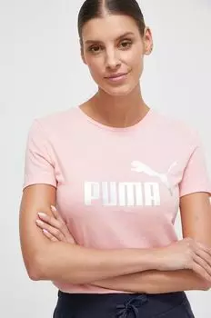 Хлопковая футболка 848303 Puma, розовый
