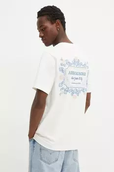 Хлопковая футболка Abercrombie & Fitch, бежевый