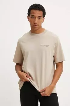 Хлопковая футболка Abercrombie & Fitch, бежевый
