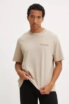 Хлопковая футболка Abercrombie & Fitch, бежевый