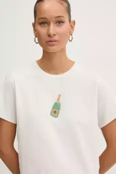 Хлопковая футболка Abercrombie & Fitch, бежевый