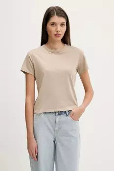 Хлопковая футболка Abercrombie & Fitch, бежевый