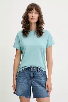 Хлопковая футболка Abercrombie & Fitch, бирюзовый