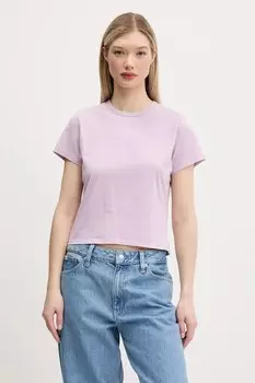 Хлопковая футболка Abercrombie & Fitch, фиолетовый