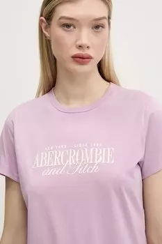 Хлопковая футболка Abercrombie & Fitch, фиолетовый