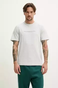Хлопковая футболка Abercrombie & Fitch, серый