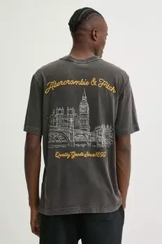 Хлопковая футболка Abercrombie & Fitch, серый