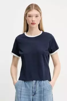 Хлопковая футболка Abercrombie & Fitch, темно-синий