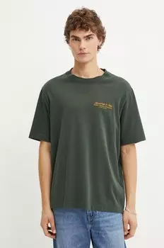 Хлопковая футболка Abercrombie & Fitch, зеленый