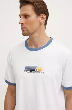 Хлопковая футболка ADAN Pepe Jeans, белый