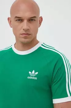 Хлопковая футболка Adicolor 3-Stripes Adidas Originals, зеленый