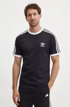 Хлопковая футболка Adicolor 3-Stripes Adidas Originals, черный