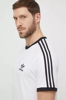 Хлопковая футболка Adicolor 3-Stripes Adidas Originals, белый