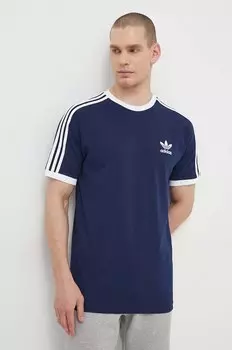 Хлопковая футболка Adicolor 3-Stripes Adidas Originals, темно-синий