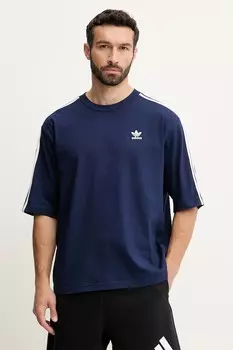 Хлопковая футболка Adicolor Adidas Originals, темно-синий