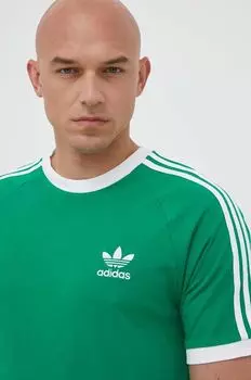 Хлопковая футболка Adicolor Classics с 3 полосками adidas Originals, зеленый