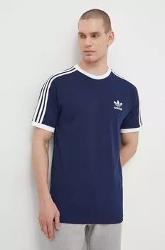Хлопковая футболка Adicolor Classics с 3 полосками adidas Originals, темно-синий