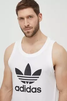Хлопковая футболка Adicolor Classics Trefoil Tank adidas Originals, белый