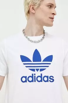 Хлопковая футболка Adicolor Classics Trefoil Tee adidas Originals, белый