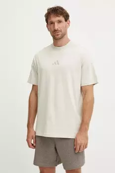 Хлопковая футболка adidas All SZN, бежевый