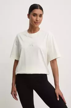 Хлопковая футболка adidas All SZN, бежевый
