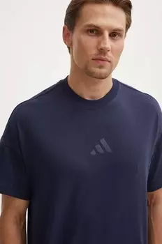 Хлопковая футболка adidas All SZN, темно-синий