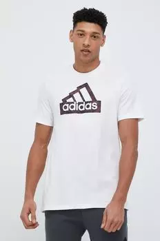 Хлопковая футболка adidas, белый