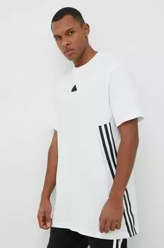 Хлопковая футболка adidas, белый