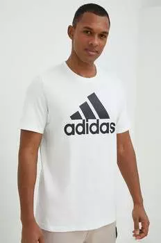 Хлопковая футболка adidas, белый