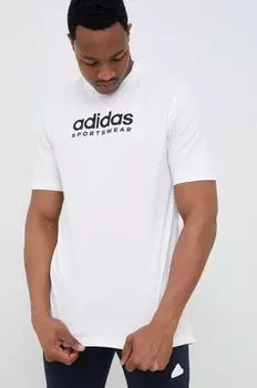 Хлопковая футболка adidas, белый