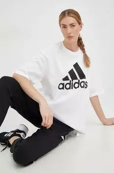 Хлопковая футболка adidas, белый