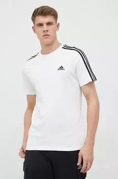 Хлопковая футболка adidas, белый