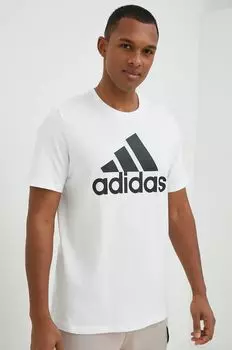 Хлопковая футболка adidas, белый